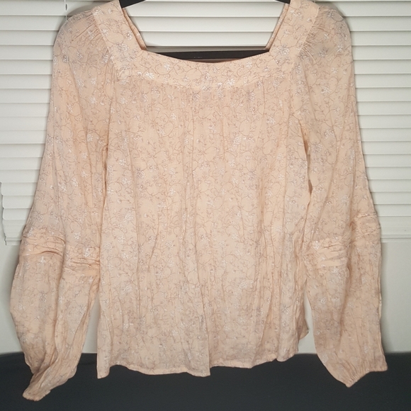 lauren conrad long sleeve blush floral blouse - Picture 1 of 2
